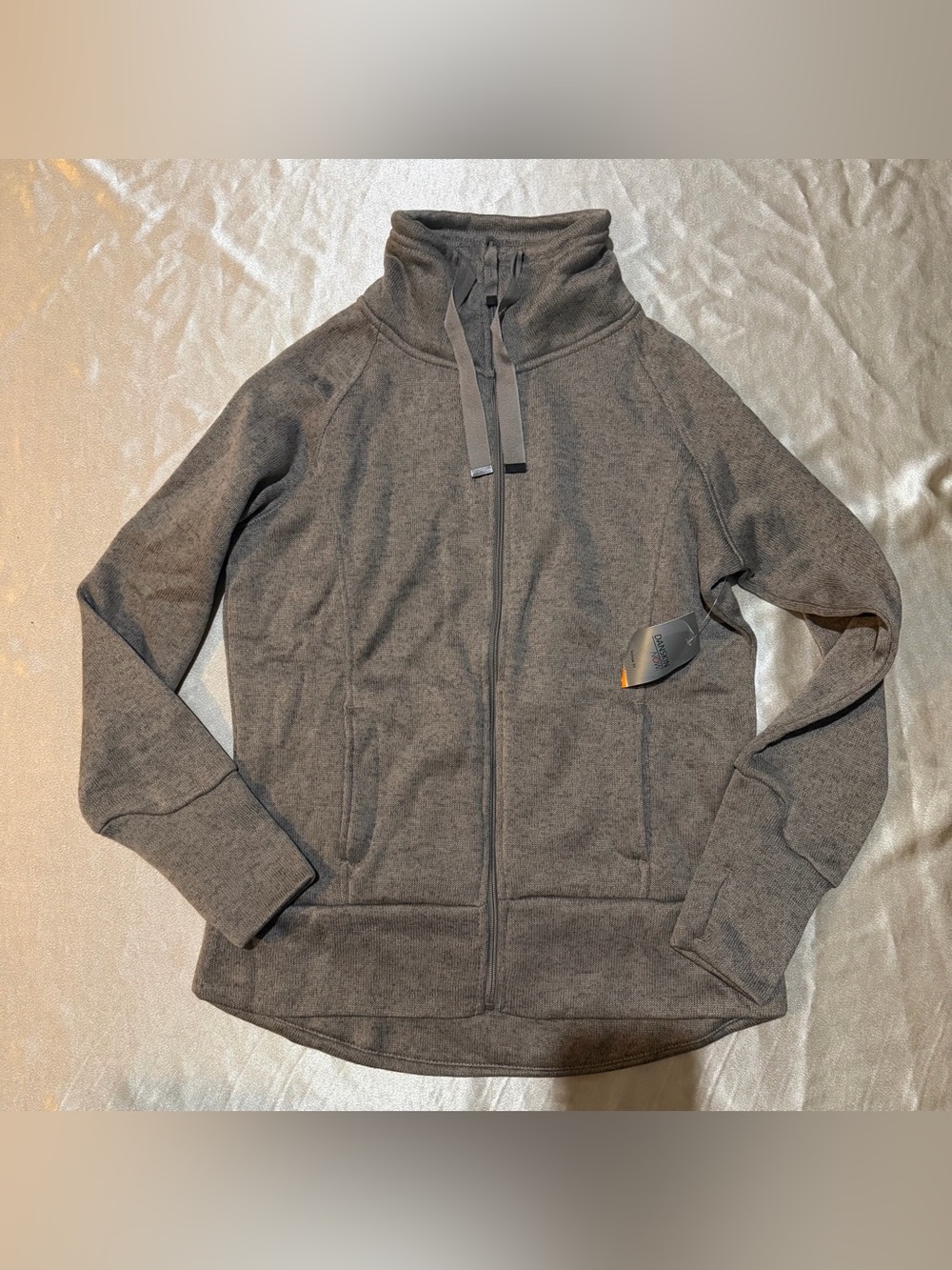 Danskin Now Women's Grey Mauve Melange Zip-Up Sweater Jacket Size M (8-10) NWT